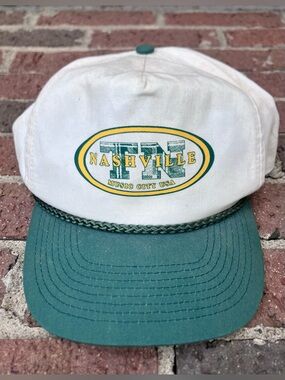 Vintage 90s Nashville Tennessee Music City USA Rope Hat Snapback OSFM Worn In